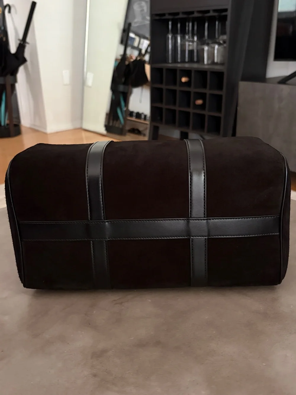 Celine Large Boston Bag in Black Suede